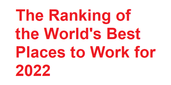 Ranking of the world’s 20 Best Places to Work for 2022