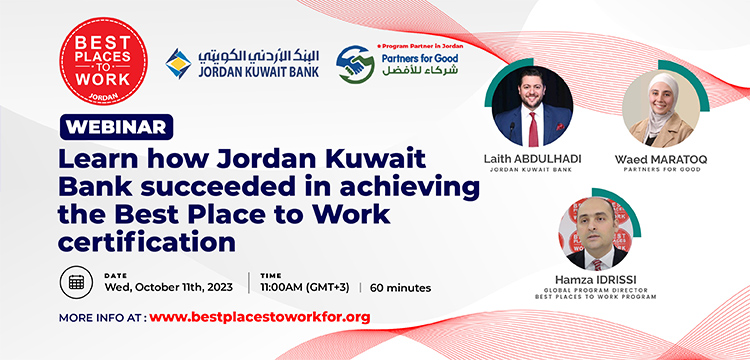 <span>Success stories from Jordan : Learn how Jordan Kuwait Bank succeeded in achieving the Best Place to Work certification</span>
